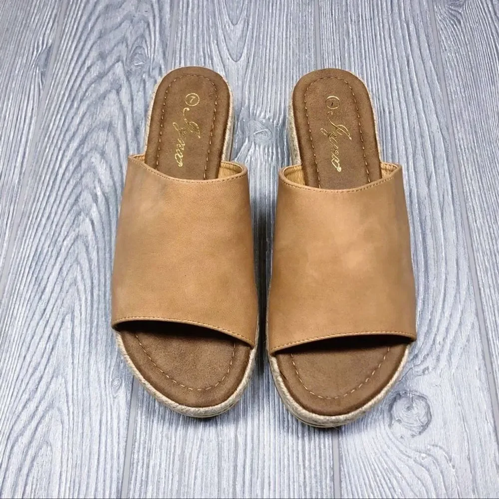 Lynx Joey espadrille slide sandal cognac 7.5 NEW